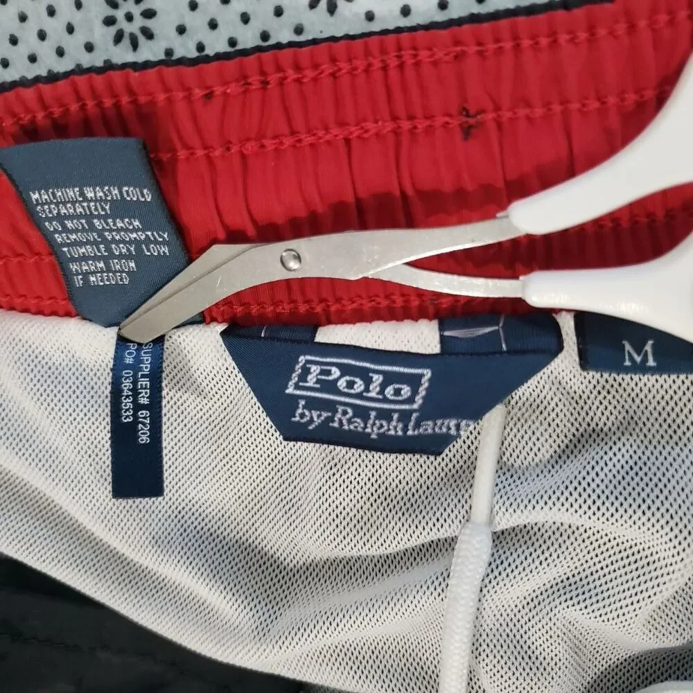 Polo Ralph Lauren Mens Size M Pony Black Traveler Mid-Length Swim Trunks Shorts